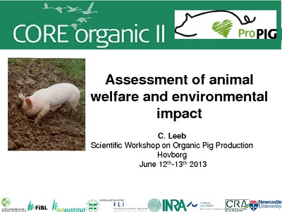 Organic Eprints - Assessment of animal welfare and environmental impact