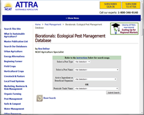 Database for ecological pest management