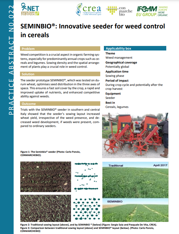 SEMINBIO®: Innovative seeder for weed control in cereals (OK-Net Arable Practice Abstract)