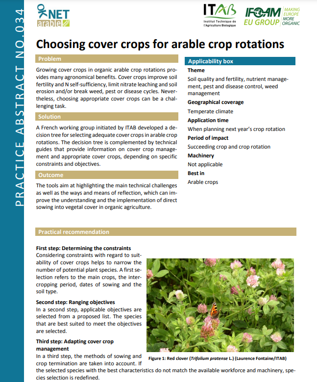 Choosing cover crops for arable crop rotations (OK-Net Arable Practice abstract)