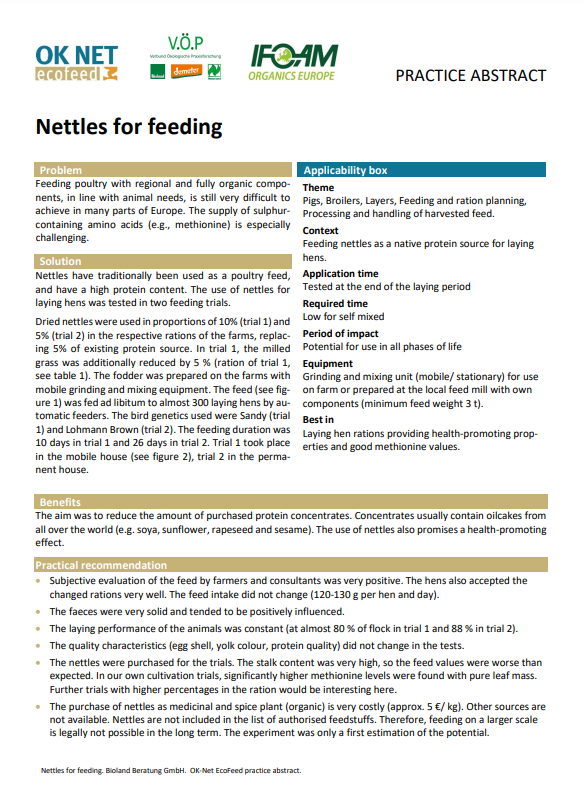 Nettles for feeding (OK-Net Ecofeed Practice Abstract)