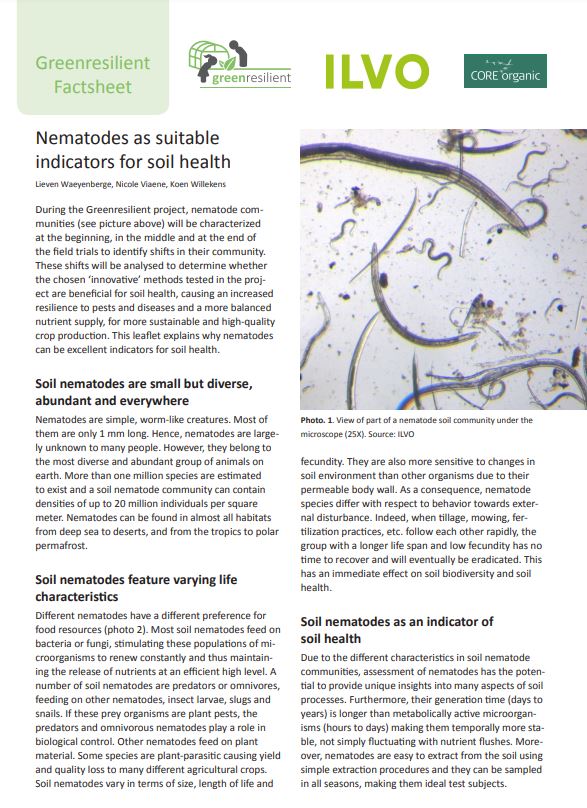 Nematodes as suitable indicators for soil health (Greenresilient Factsheet)