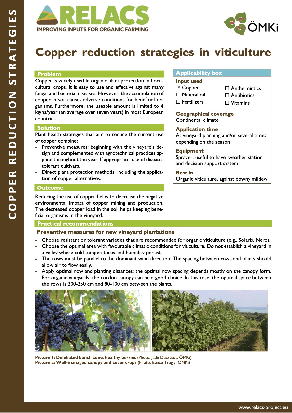 Copper reduction strategies in viticulture (RELACS Practice abstract)