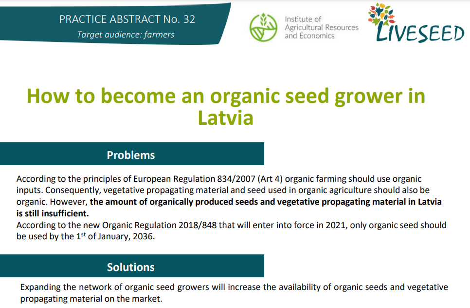 How to become an organic seed grower in Latvia