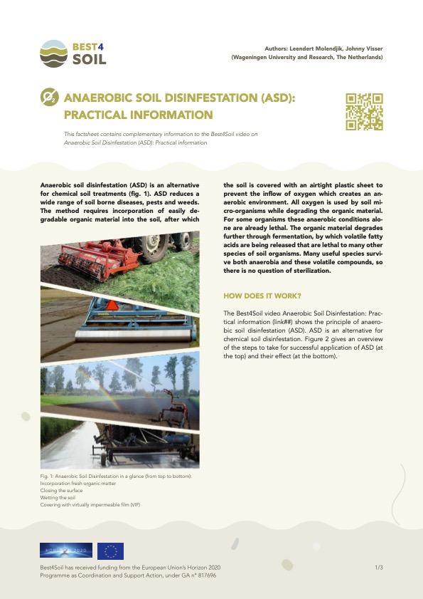 Anaerobic soil disinfestation (ASD): Practical Information (Best4Soil Factsheet)