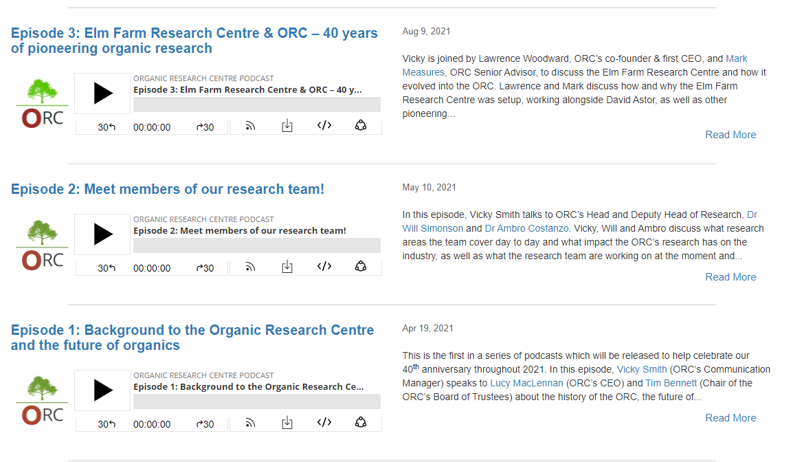 Organic Research Centre Podcasts