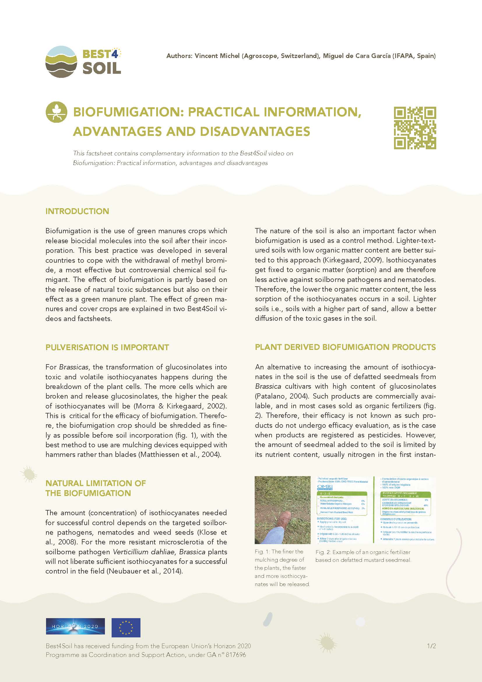 Biofumigation: Πρακτικές πληροφορίες, πλεονεκτήματα και μειονεκτήματα (Best4Soil Factsheet)