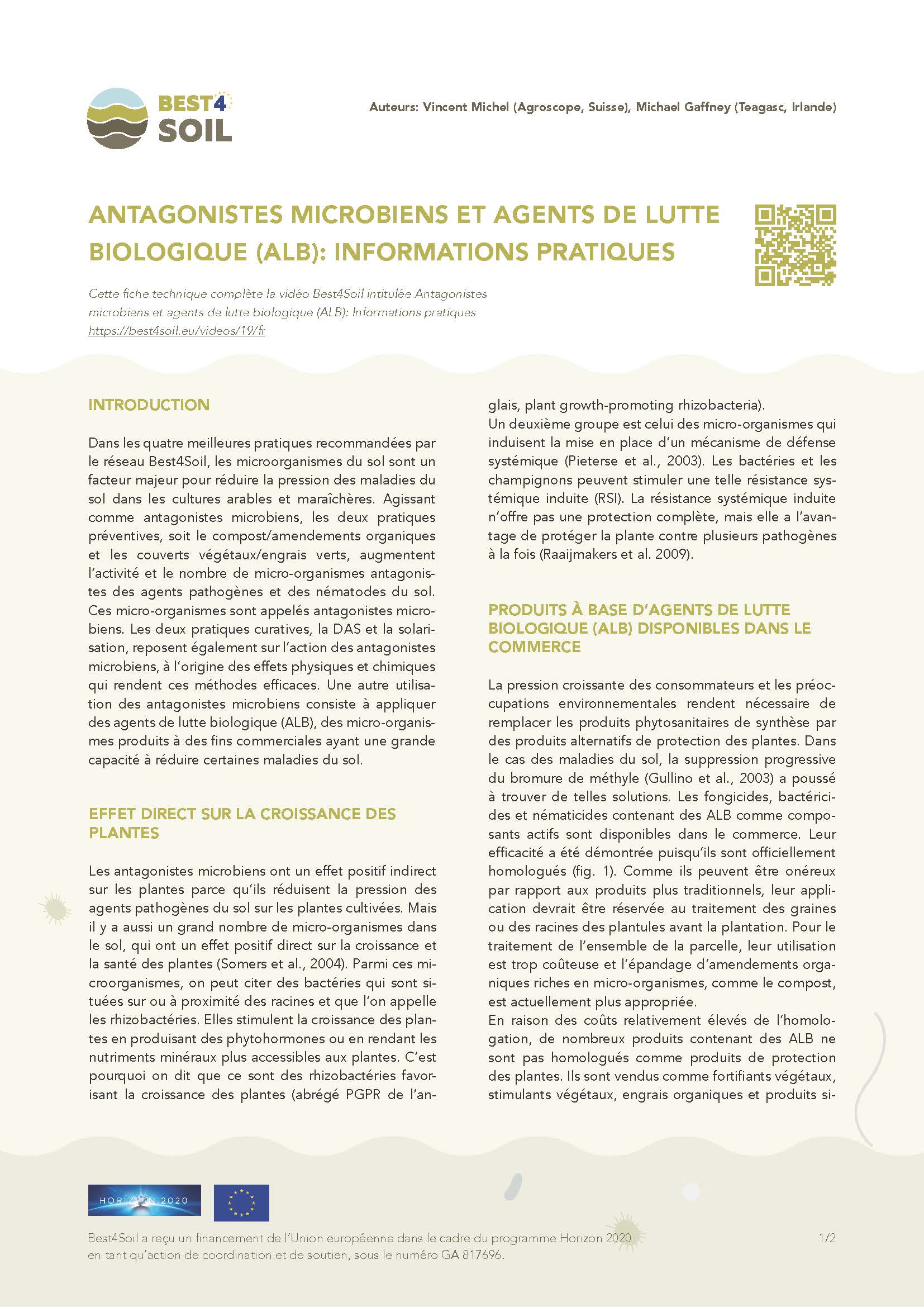 Antagonistes microbiens & bca : Informations pratiques (Best4Soil Factsheet)