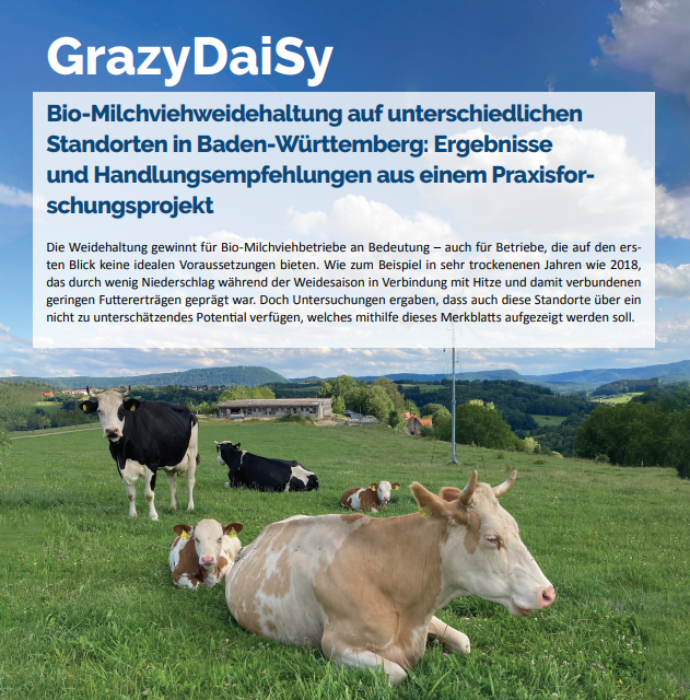 ГразиДаиСи - Органска млечна испаша говеда на различитим локацијама у Баден-Виртембергу: резултати и препоруке за акцију из практичног истраживачког пројекта