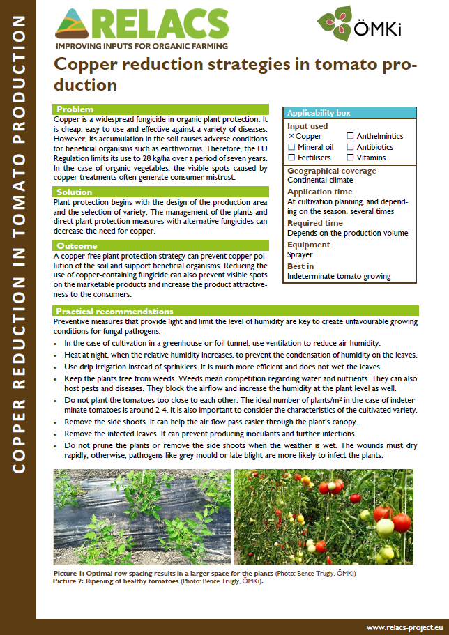 Estrategias de reducción de cobre en la producción de tomate (RELACS Practice Abstract)