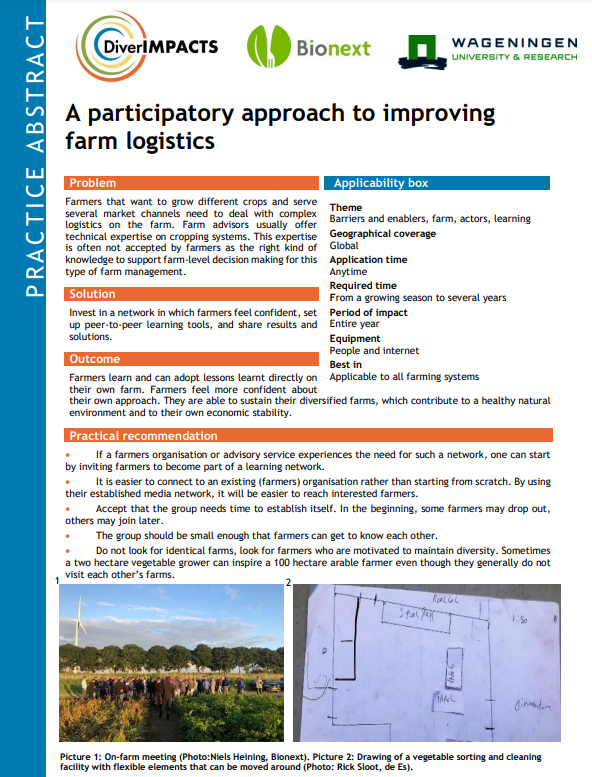 Een participatieve aanpak om de landbouwlogistiek te verbeteren (DiverIMPACTS Practice Abstract)