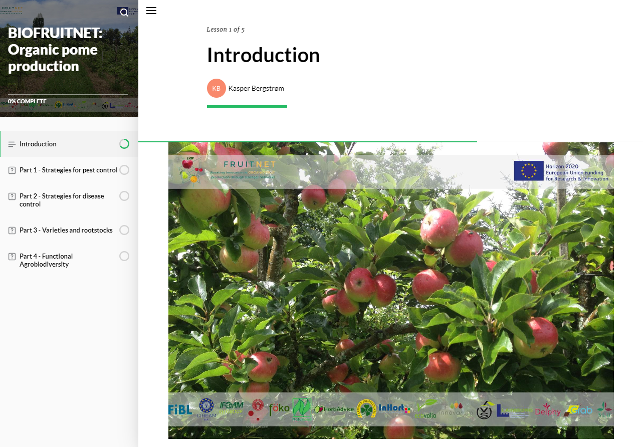 Organic fruit production: Pome (BIOFRUITNET e-learning course)