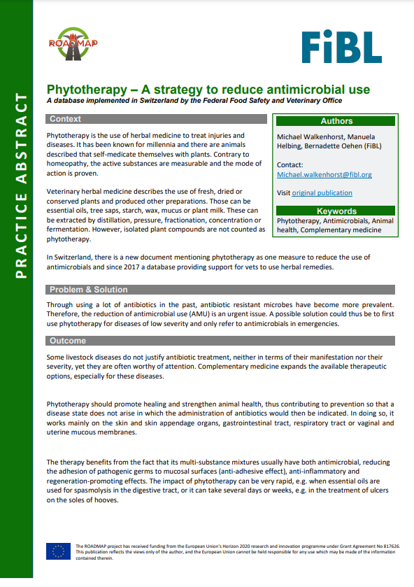 Fytotherapie – Een strategie om het gebruik van antimicrobiële stoffen terug te dringen (ROADMAP praktijksamenvatting)